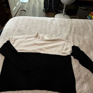 Colorblock Sweater - Black and Cream